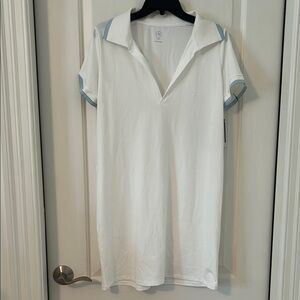Addison Bay White Dress with Blue Accents